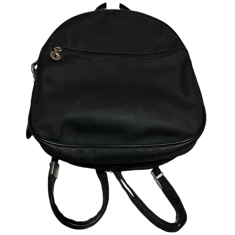 Mandarina Duck Backpack Nylon Leather Trim Mini Round Black 10"x12.5"x4"